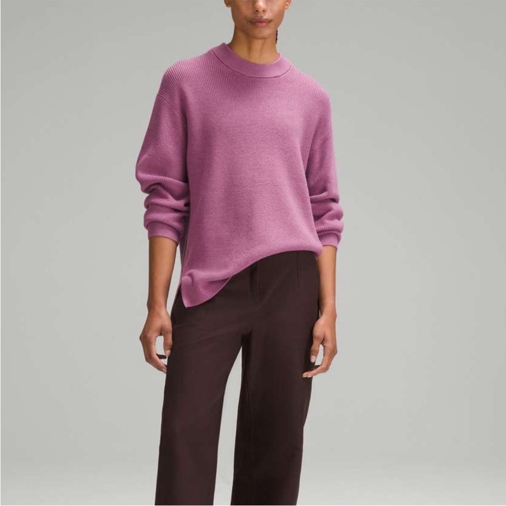 New Lululemon Merino Wool Blend Crewneck Ribbed Sweater Sz 4 Velvet Dust Purple